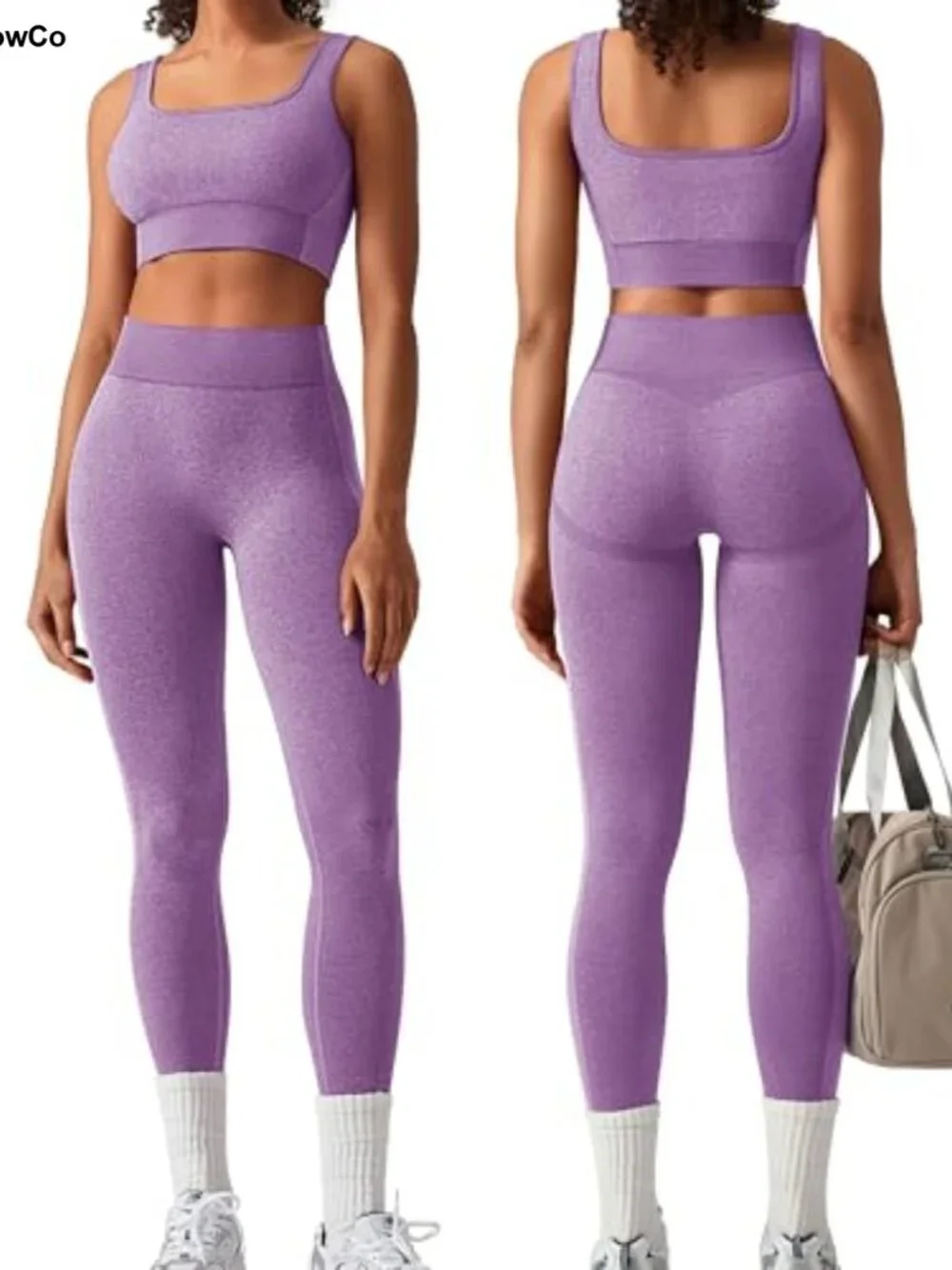 Seamless Square Neck Sports Bra Butt Lifting Leggings 2 Piece Workout Outfit